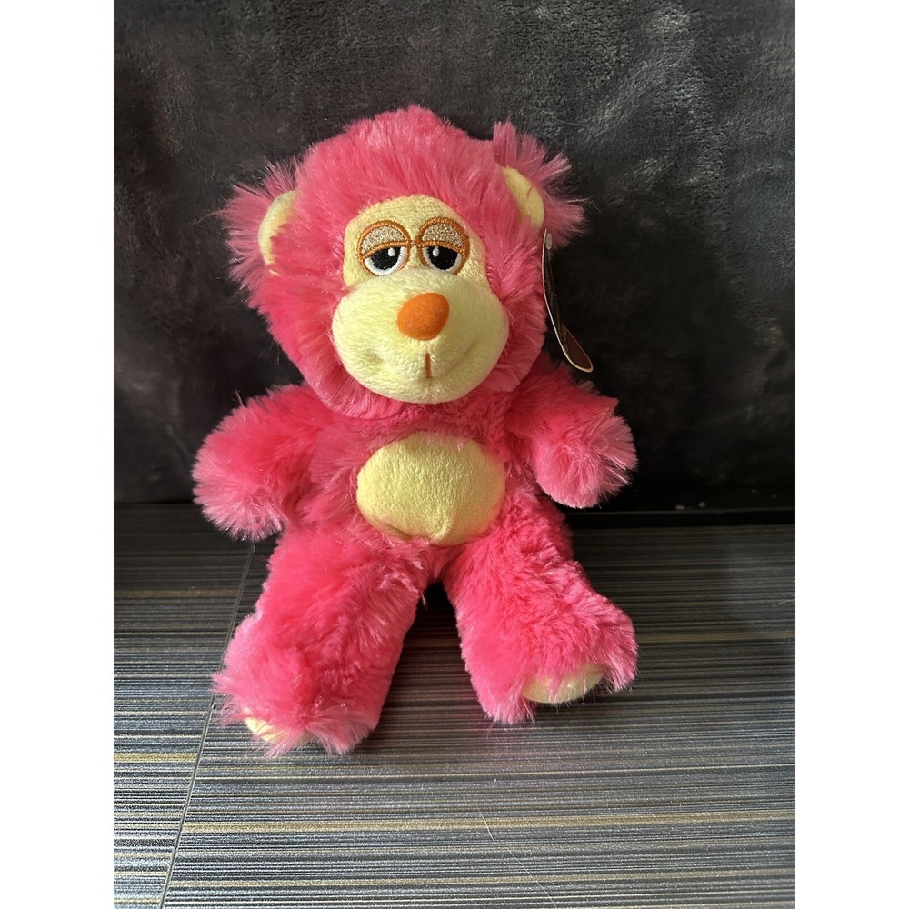 Teddy Bear Plush Pink Calplush Stuffed Animal Toy 9" With Tag Embroidered Face